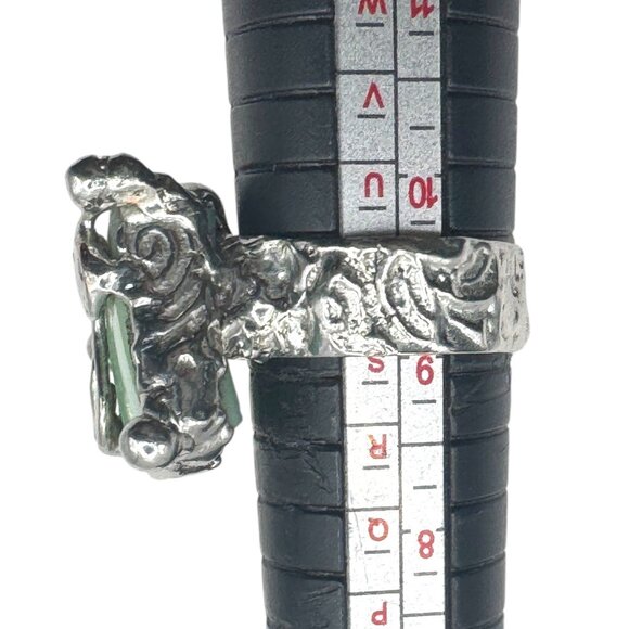 Handmade Uranium Glass Silver-Blend Statement Artisan Ring Glows With UV Light - Picture 6 of 14